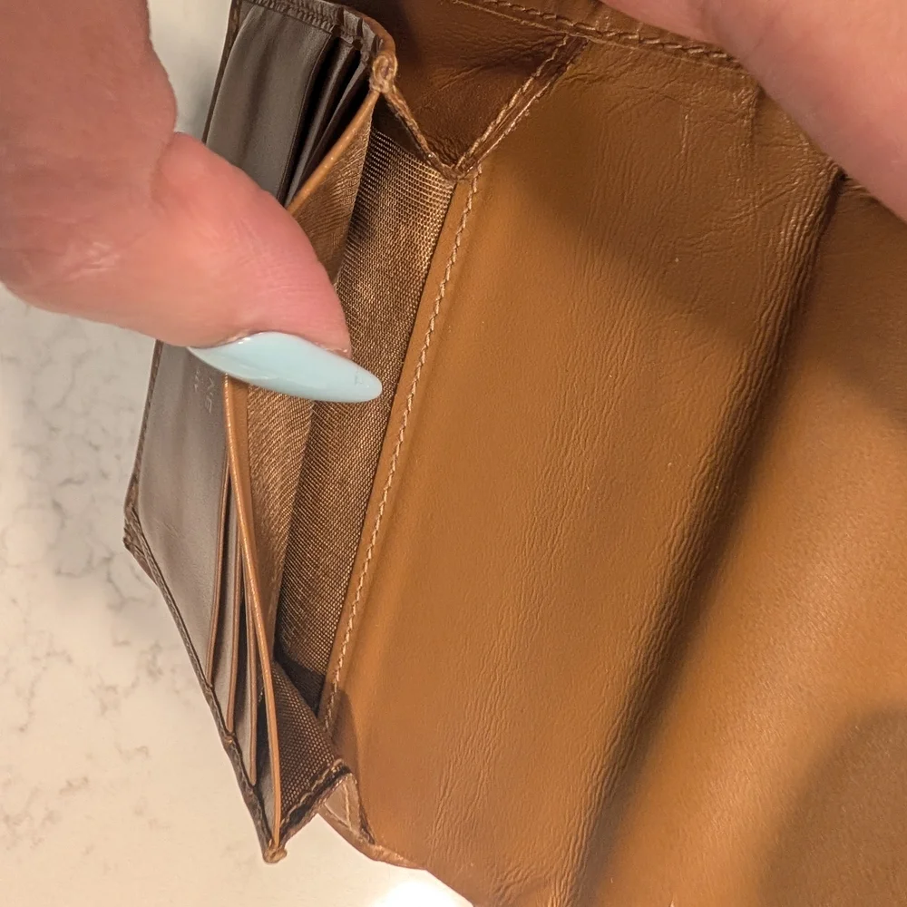 Celine Triomphe Canvas Bifold Wallet in Beige & Tan - Picture 7 of 9